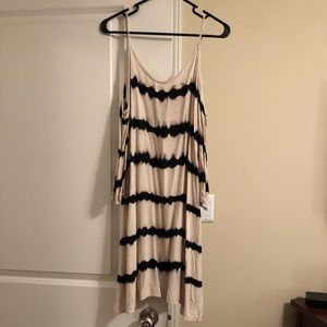 Off white & black tye-dye dress